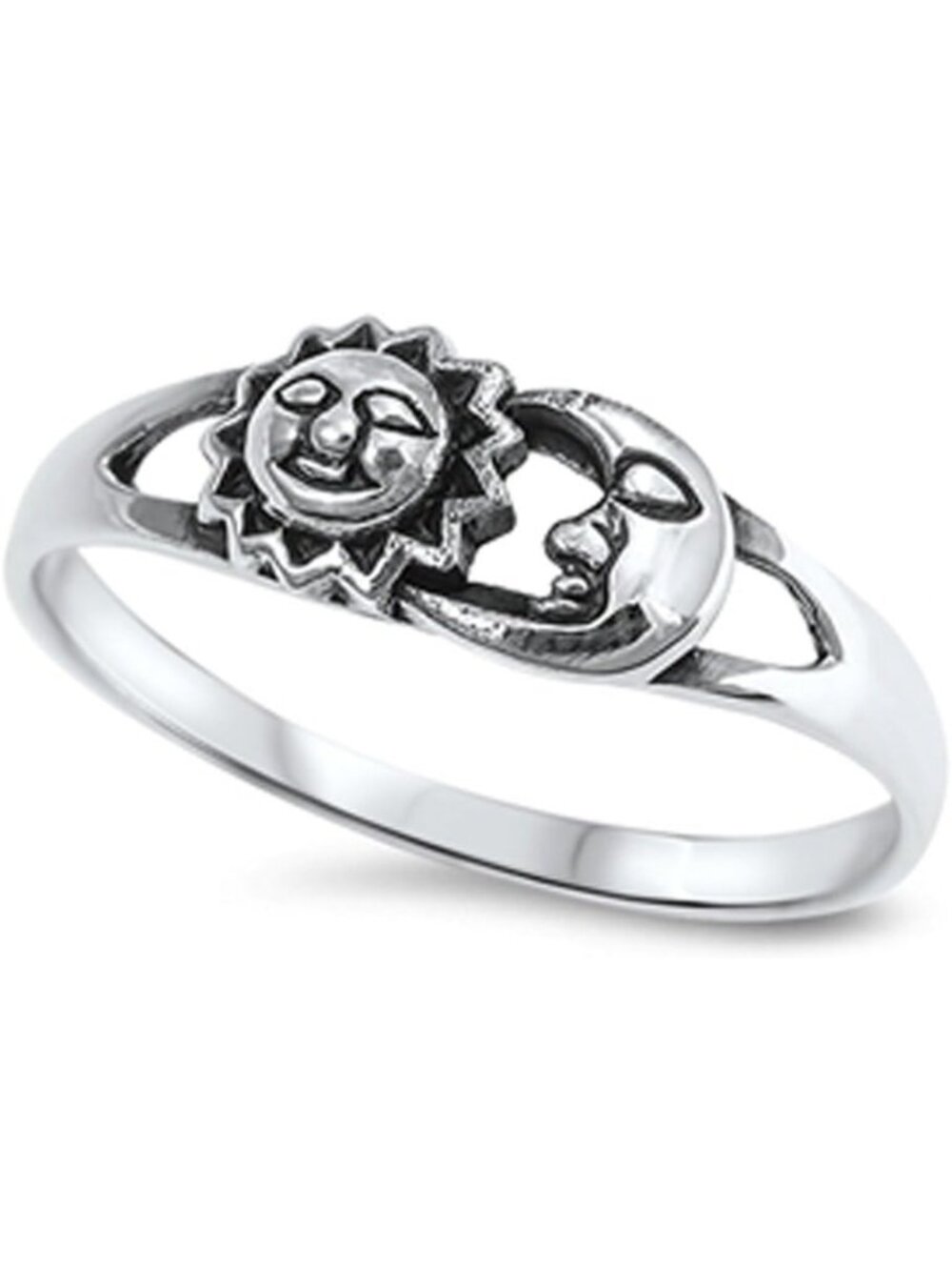 Sterling Silver Sun Moon Universe Ring - Custom Color Options, Celestial Jewelry